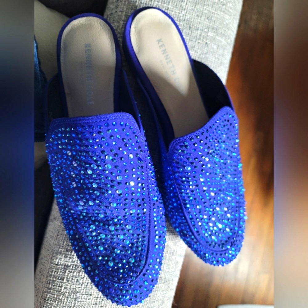 Kenneth Cole Sparkly Blue Mules Women's 8